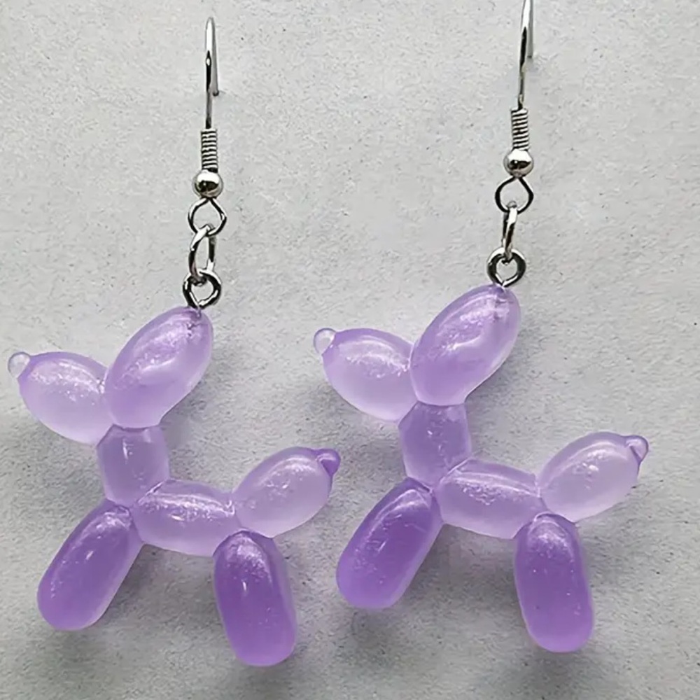 Earrings, Balloon Dog Earrings, NIP, Purple, F…
